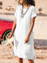 Women's Dresses Round Neck Short Sleeve Slit Dress